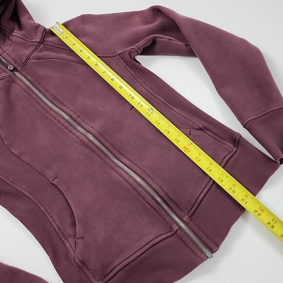 Lululemon Scuba Full Zip Hoodie Garnet Thumbholes Pockets Size 2 - Picture 12 of 12